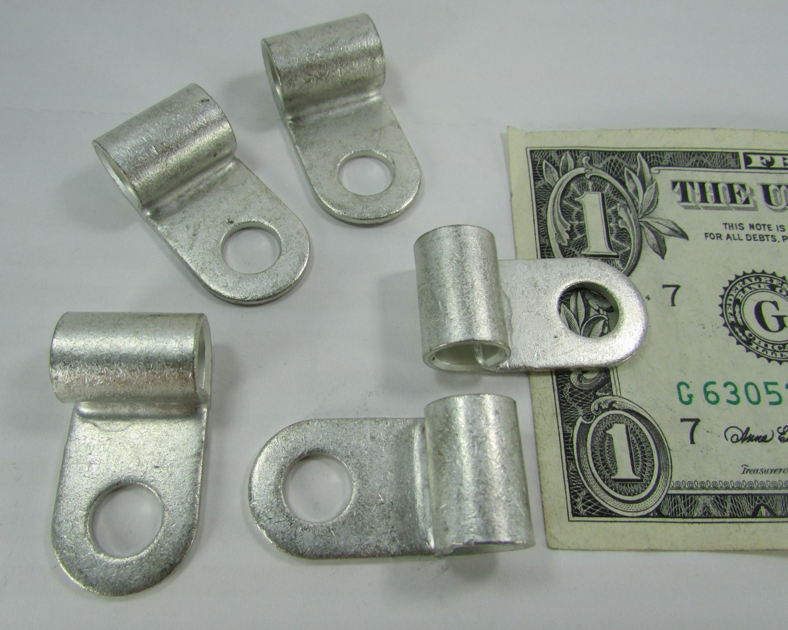 (5) 90 Degree 4AWG Flag Terminals Welded Seam Crimp #4 AWG 5/16" /8 MM Stud 125A