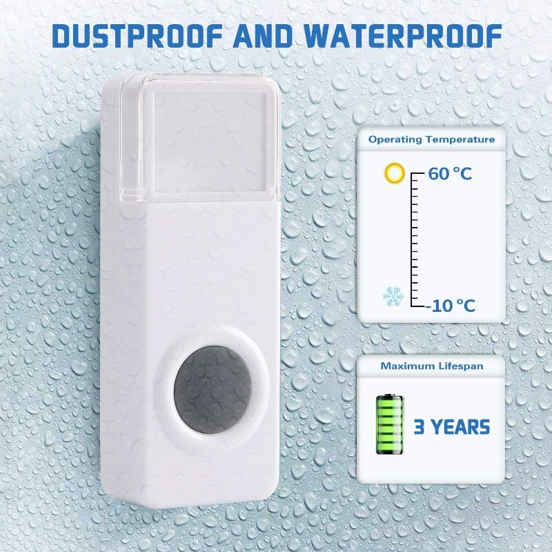 2pcs Wireless Doorbell Chime Waterproof Plugin Receiver Adjustable Volume 1000FT