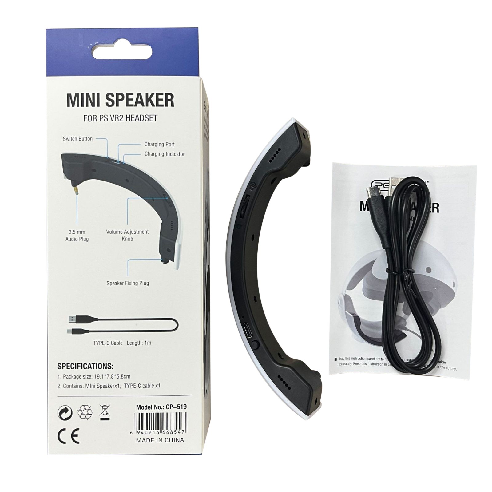 3.5mm USB Type-C Stereo External Speaker Kit For PS5 PS VR2 Gaming Headset y