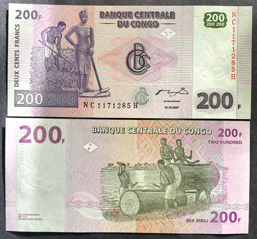 Congo 200 FRANCS 2007 Banknote World Paper Money UNC Currency Bill Note