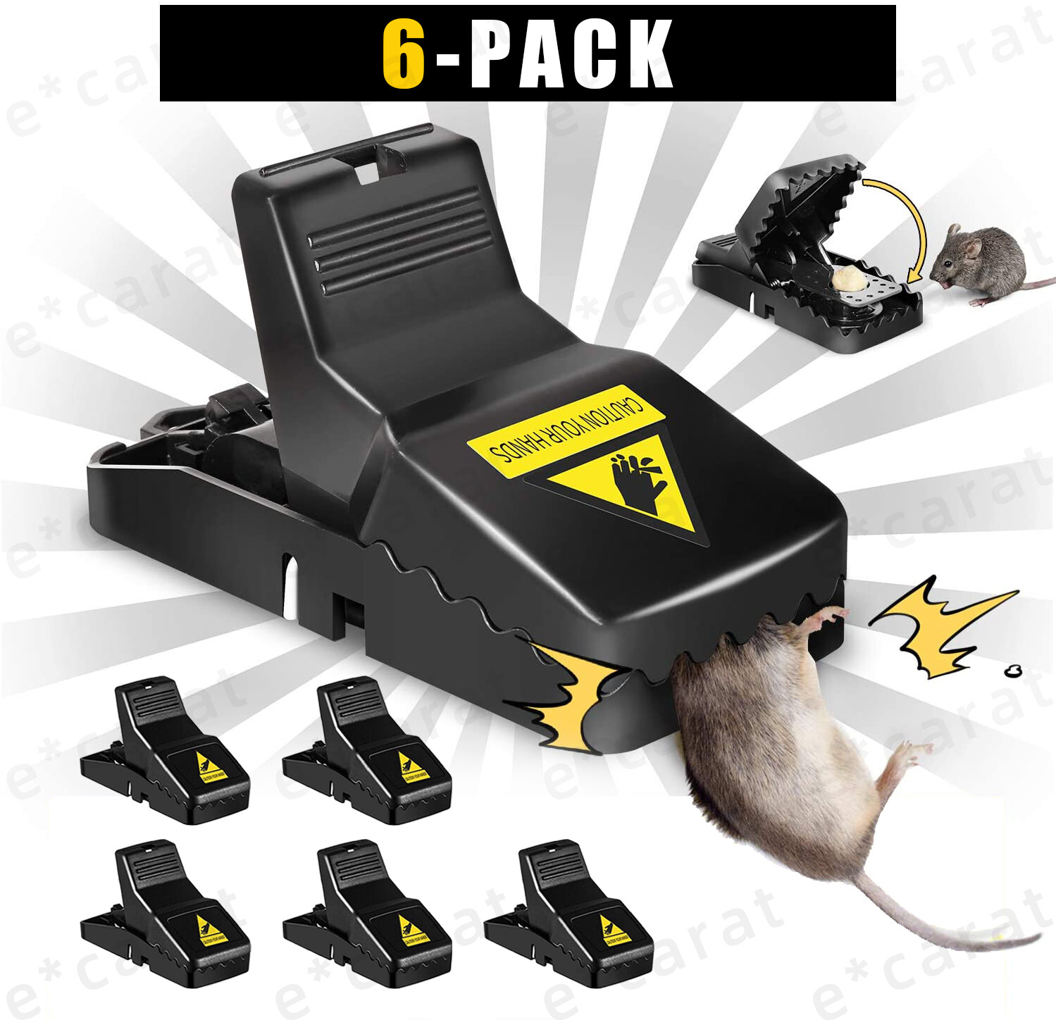 6 Pack Mouse Traps Rat Mice Killer Snap Trap Power Rodent Heavy Duty Pest Trap