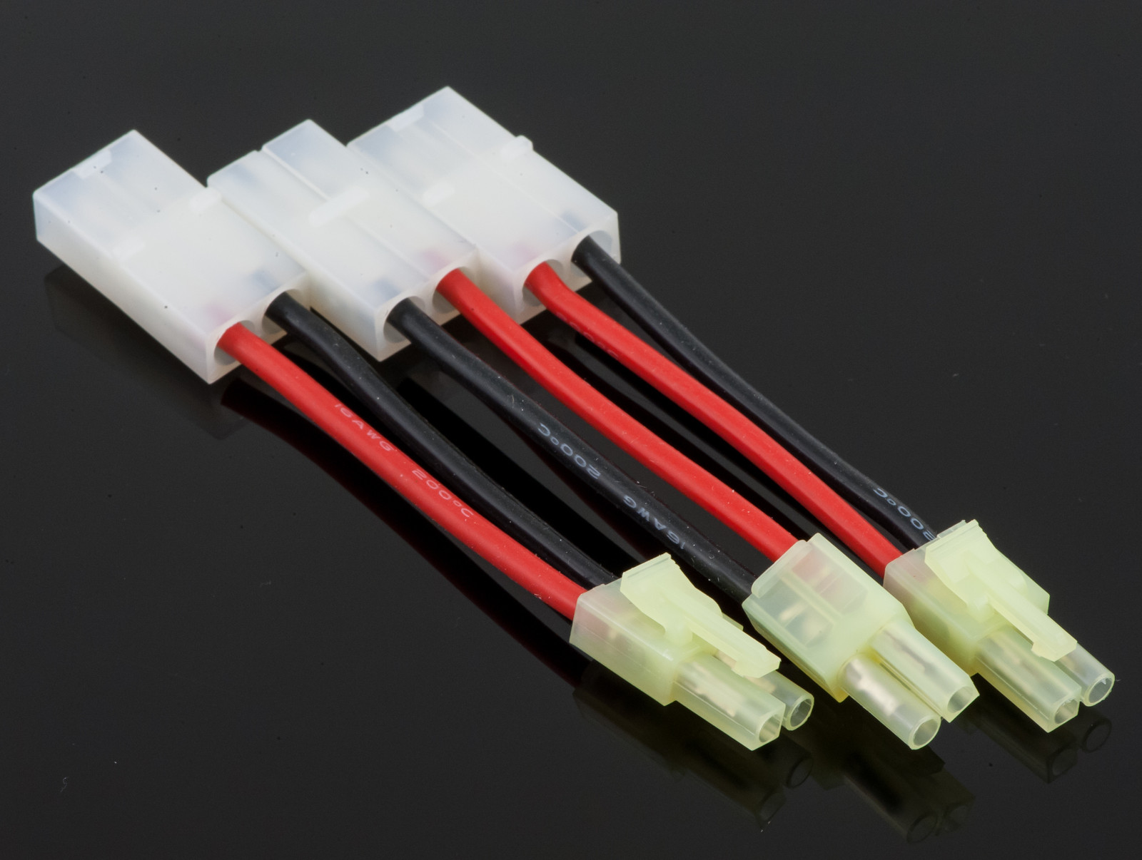 3 Pack: (3) Mini-Tamiya Male to Female Tamiya Adapters w/ 5CM (~2 in) 16awg Wire