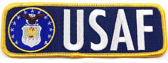 VINTAGE USAF US AIR FORCE IRON-ON PATCH EMBROIDERED 6-inches