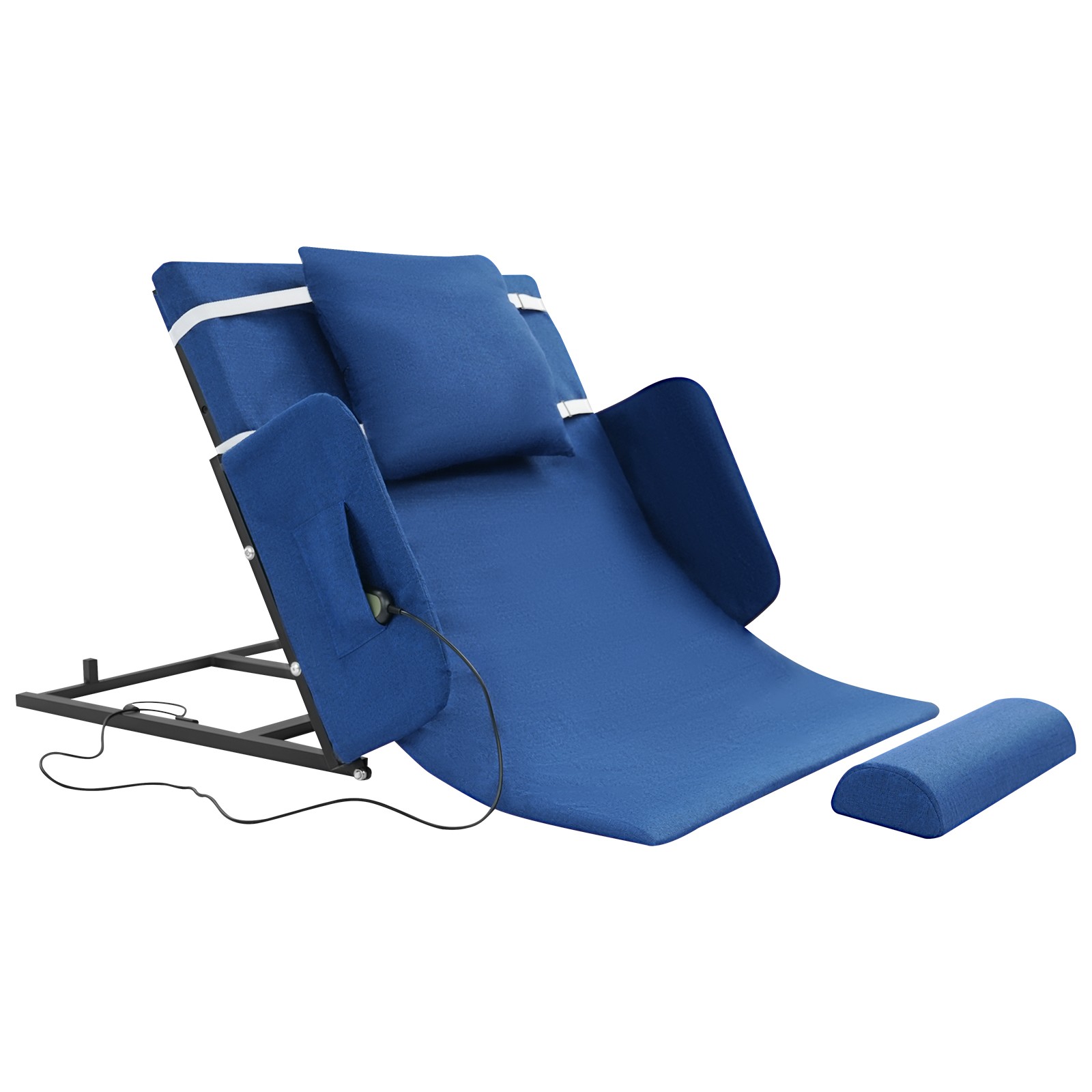 Electric Adjustable Bed Backrest Lift 80° Elderly Support w/ Handrails Blue