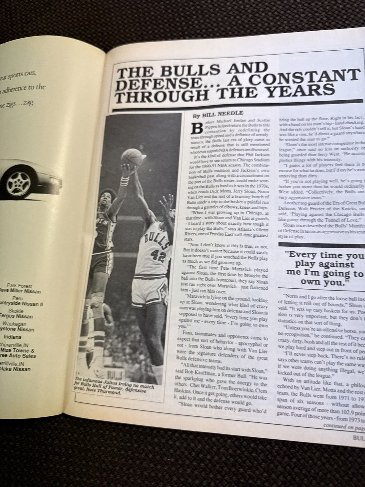 1990-91 Chicago Bulls Game Program Micheal Jordan Missing Insert Pages 61-64
