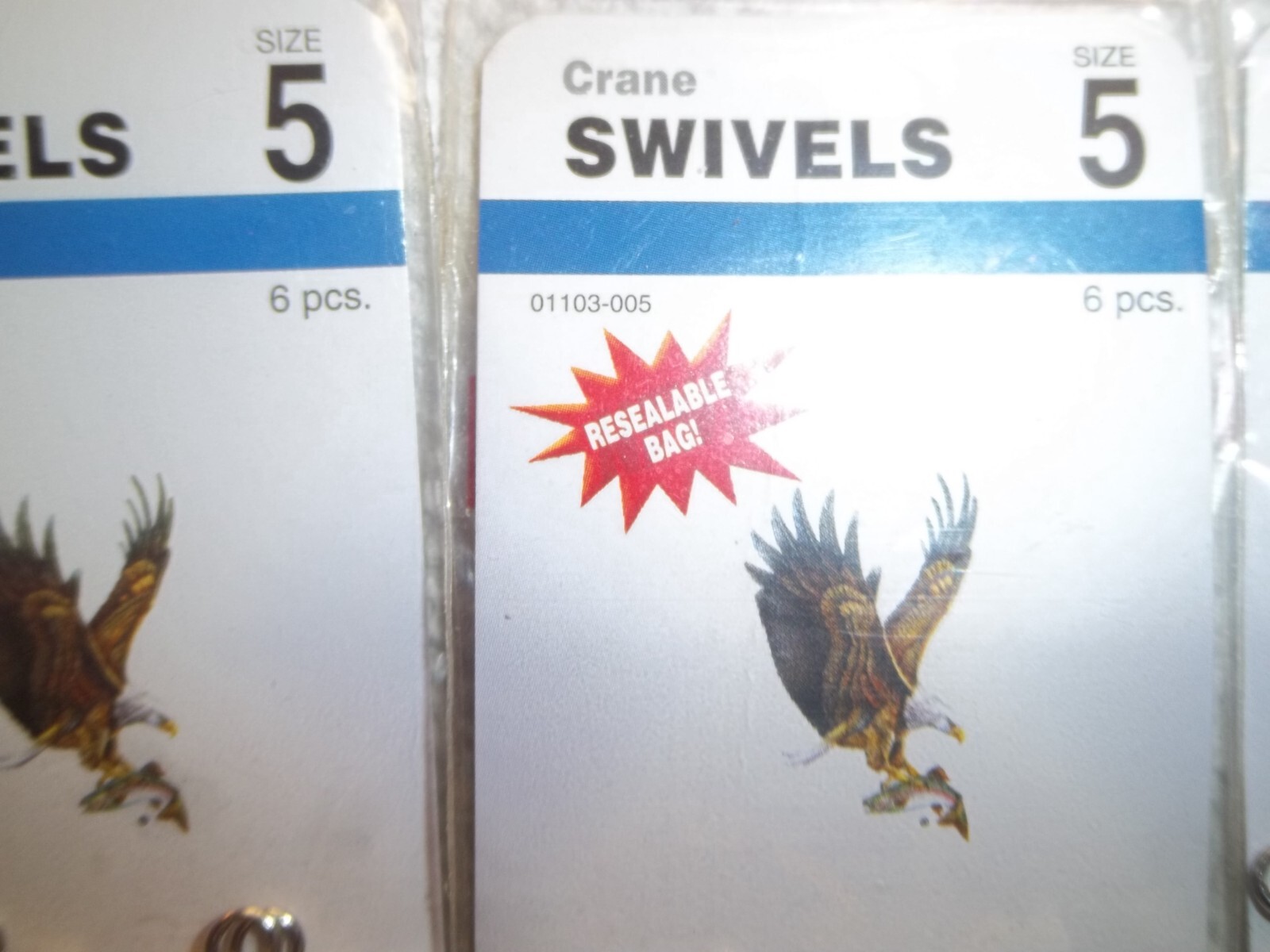 3-Eagle Claw 01103-005 Crome 6-Crane Swivels Size 5 (d-4467)