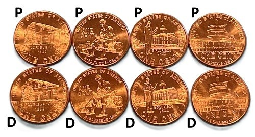 Lincoln Bicentennial 2009 P & D Complete Set of 8 pennies BU