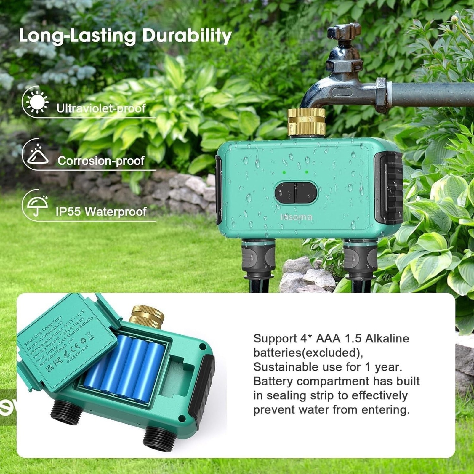 Wi-Fi Smart Hose Faucet Timer Hub Programmable Sprinkler IP55 Water Timer