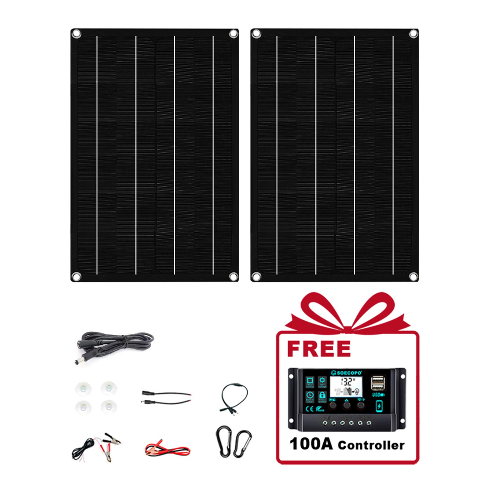 1200W Solar Panel Set - 2 x 600W Concentrator Panels + 100A Controller Outdooryc