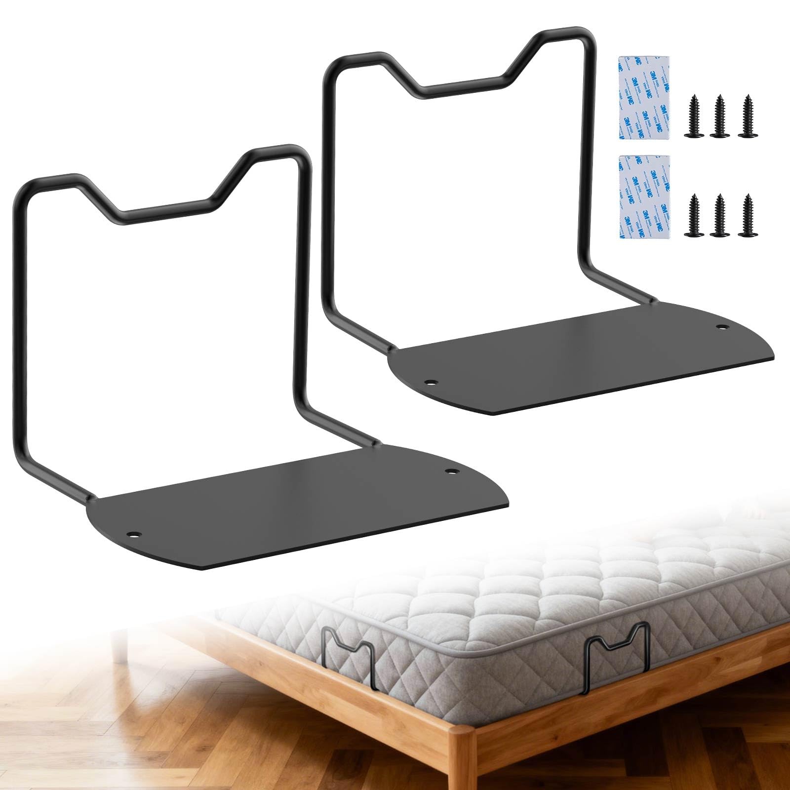 2 Pack 3.93 Inch H Black Non Slip Mattress Retainer Bar Slide Stopper Gripper