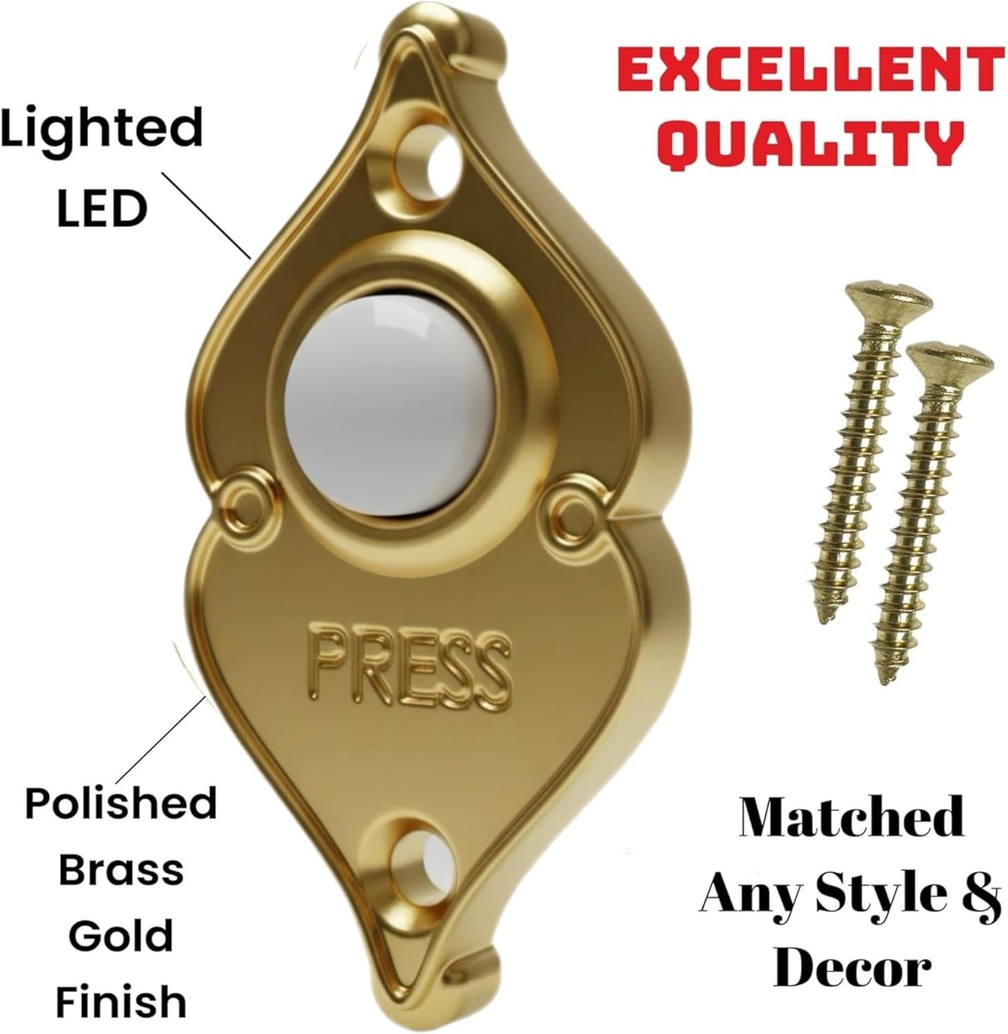 LuxGold LED Lighted Heavy Duty Wired Doorbell Button