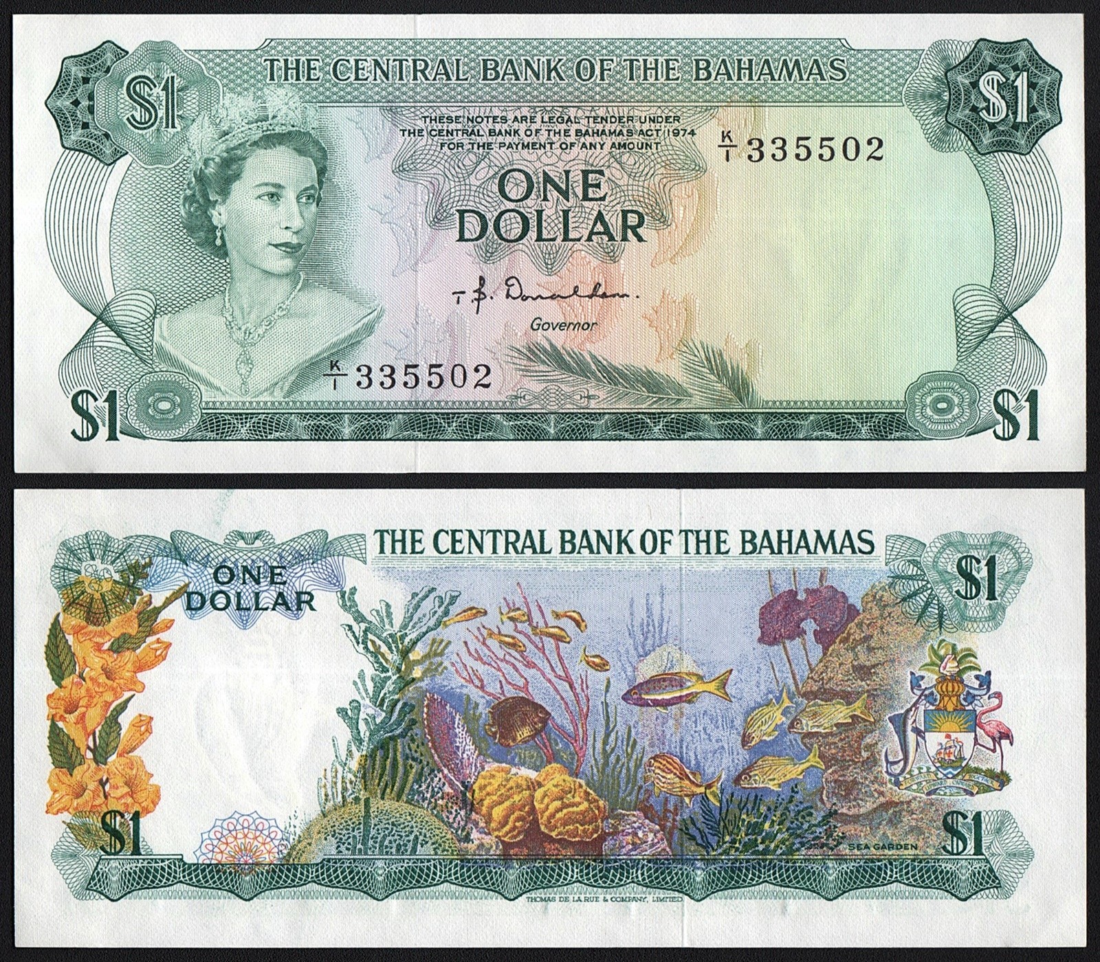 1974 Bahamas, $1 One Dollar, Pick-35a, UNC
