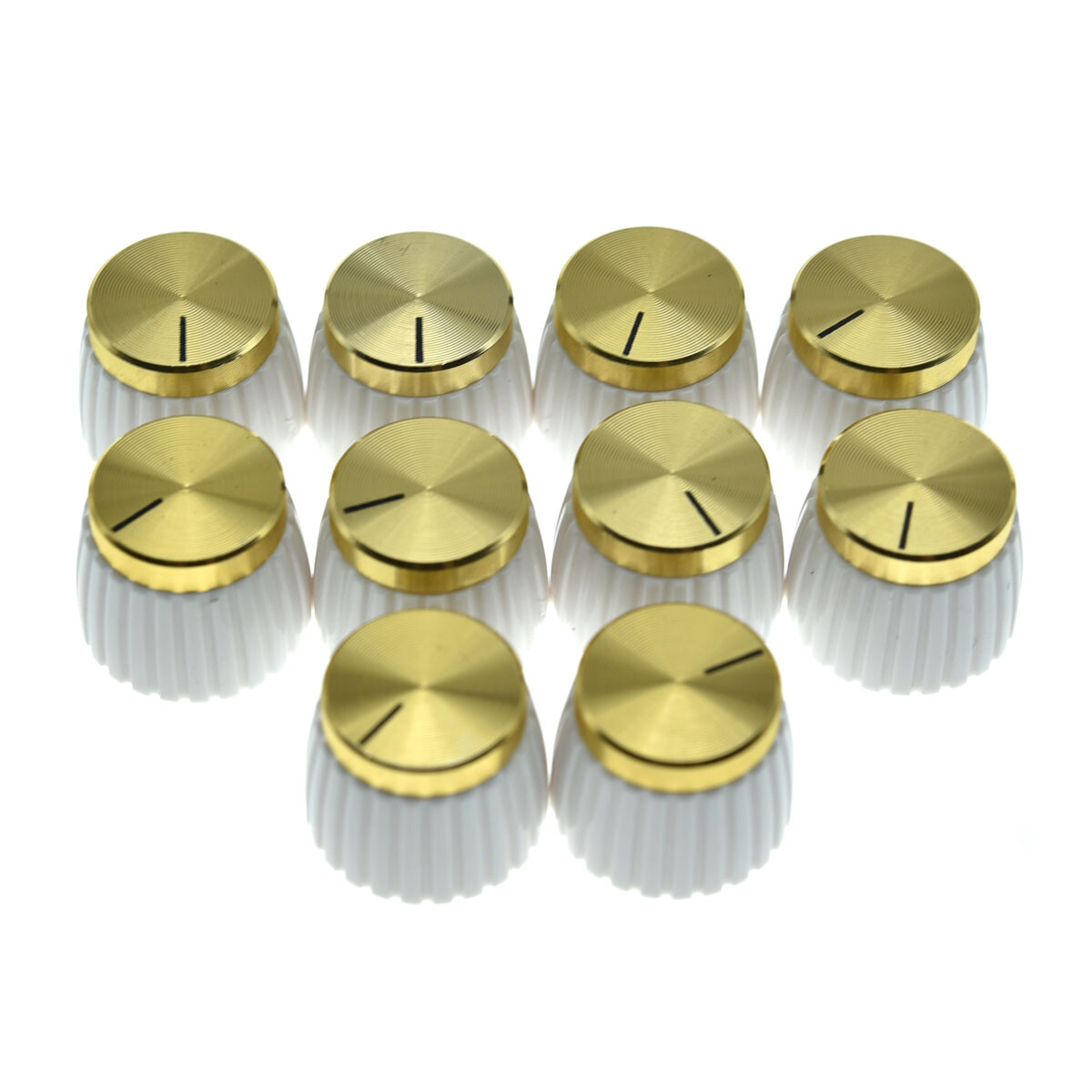 10x Guitar Amplifier-Knobs-White-w-Gold-Cap-Push-on-fits-Marshall-Amplifier