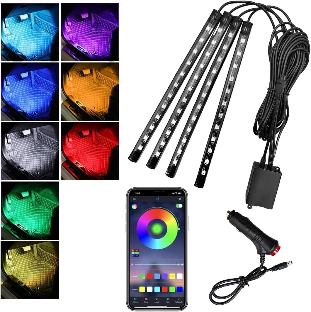 Led Interior Lights, RBG 48 LED Multicolor Music  Color: Cigarette Lighter+APP