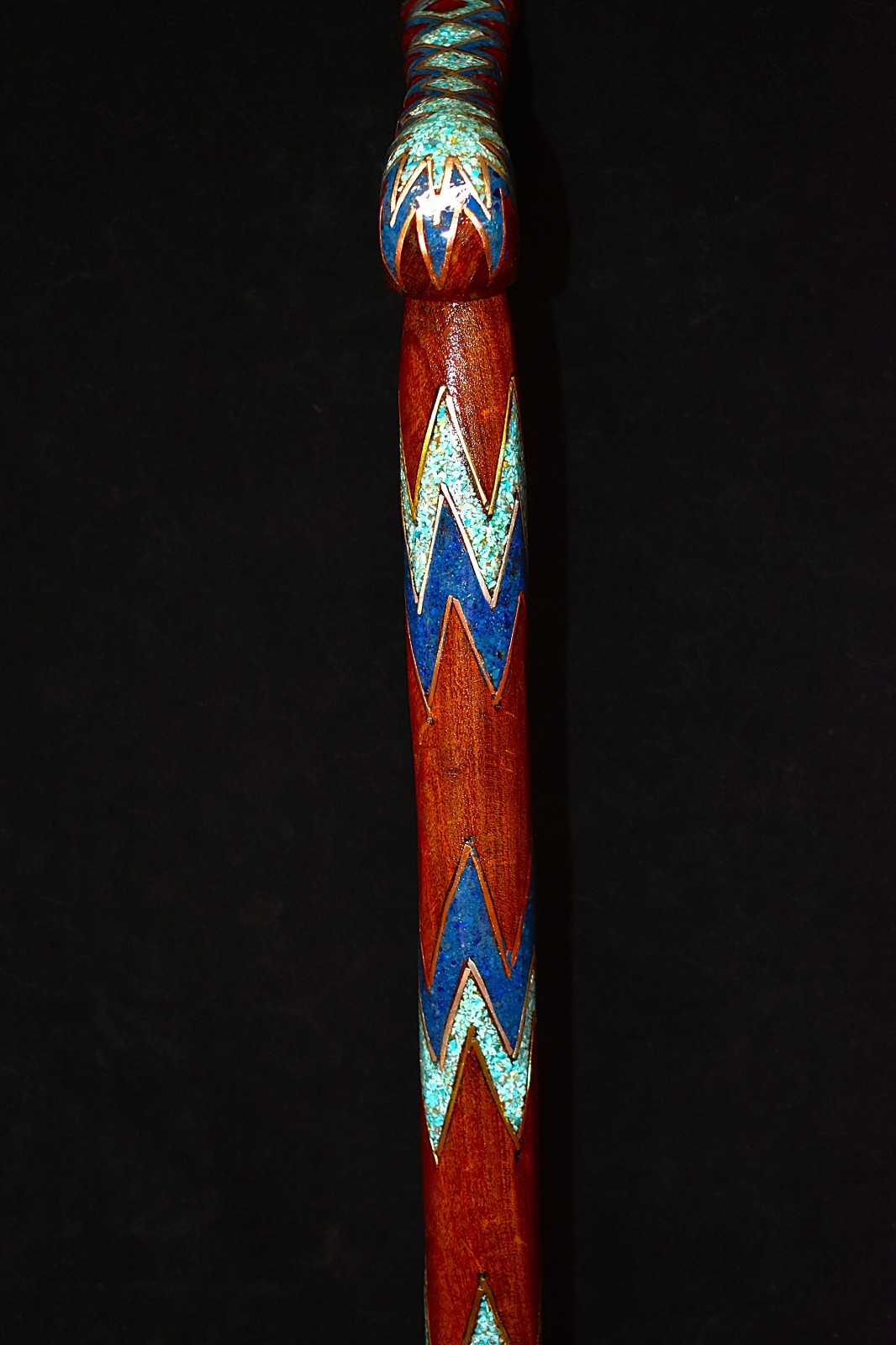 Handmade " Zig Zag " Cane Turquoise and Azurite