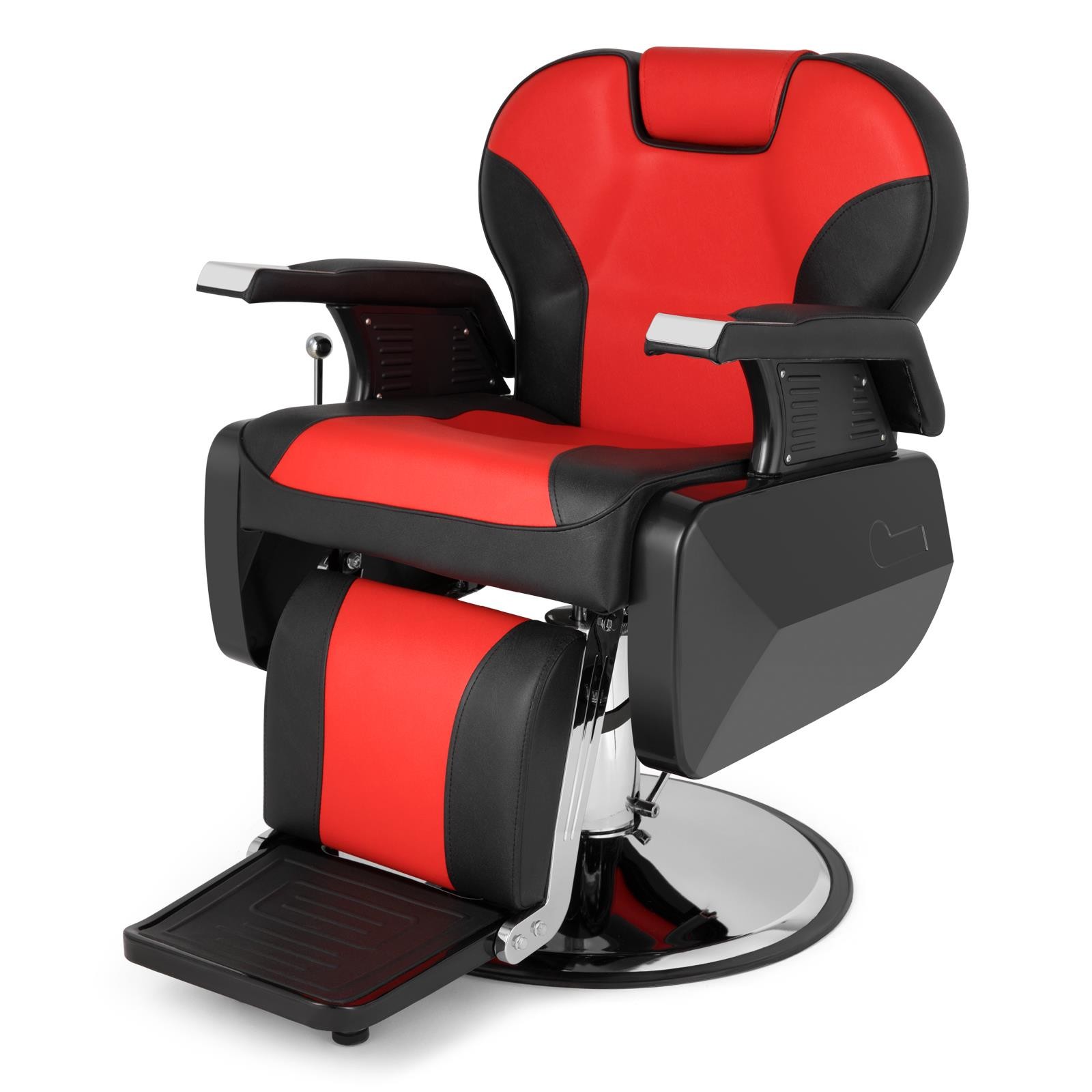 Heavy Duty Reclining Barber Chair Salon for Hair Styling Tattoo Spa (Black, Red)