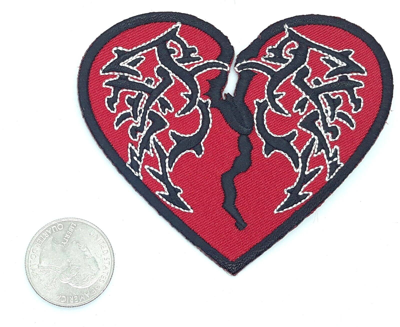 Tribal Broken Heart  Sew-On Iron-On Embroidered Patch 3 3/8" X 3"