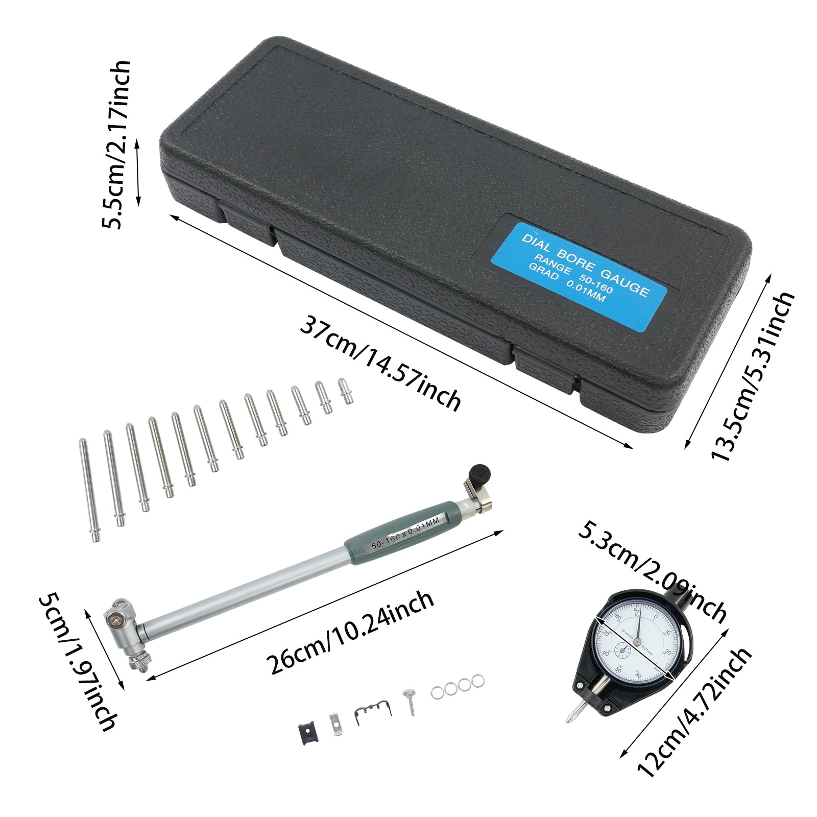 Dial Bore Gauge Engine Cylinder Gage Indicator Measuring Micrometer Tool 0.01mm