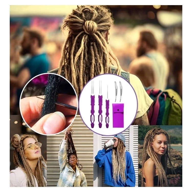 5pcs Dreadlock Crochet Hook 1,2&3 Needle Set Braiding Hair Making Tool Kit 0.75
