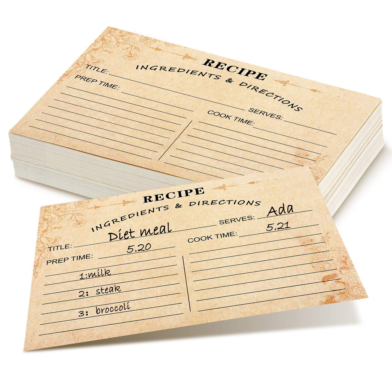 Outus 80 Pack Recipe Cards 4 x 6 Inch Kraft Double 4 x 6 inch, Color