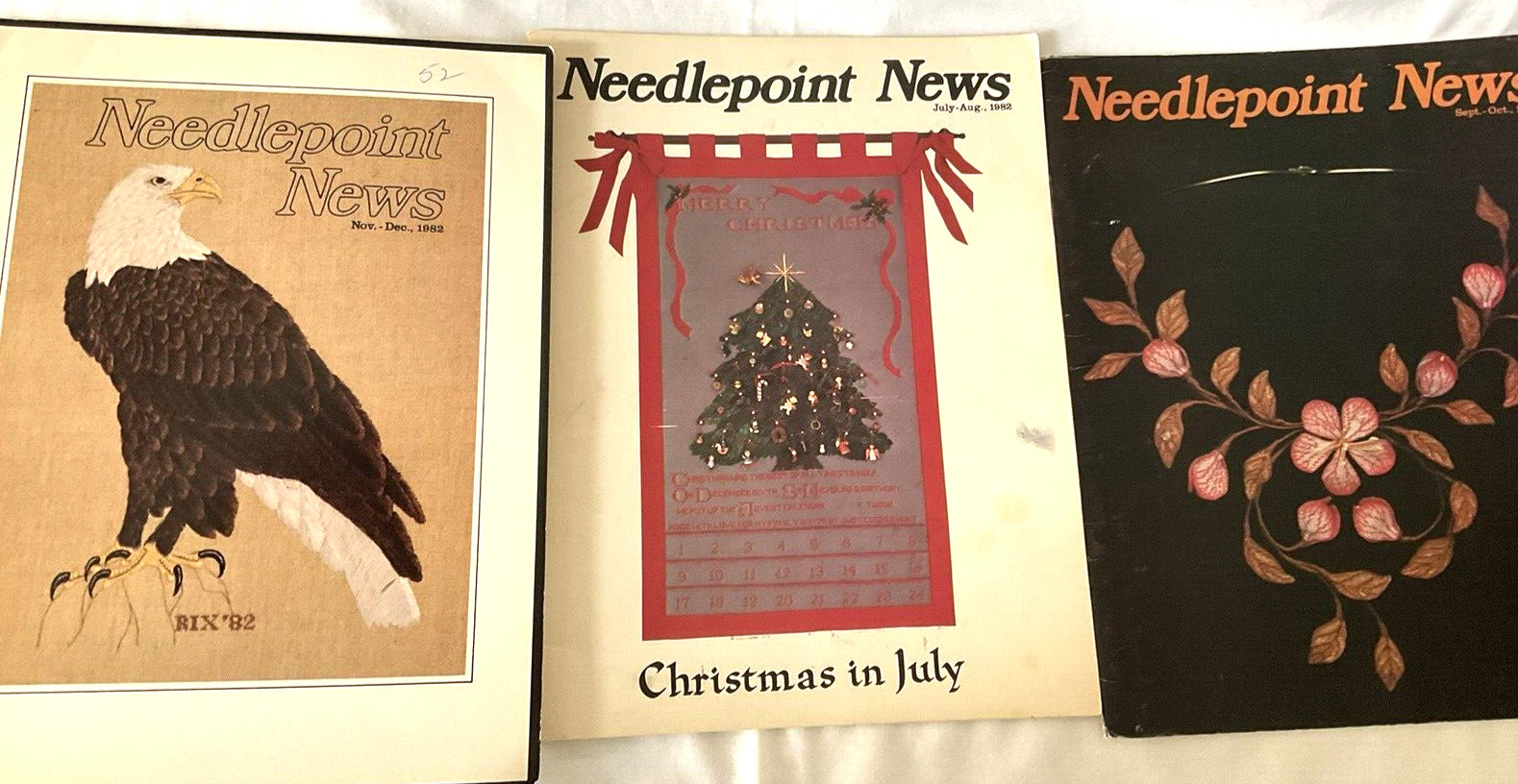 Needlepoint News Lot of 3 Bi-Monthly 1982 Issues July/Aug - Sept/Oct - Nov/Dec