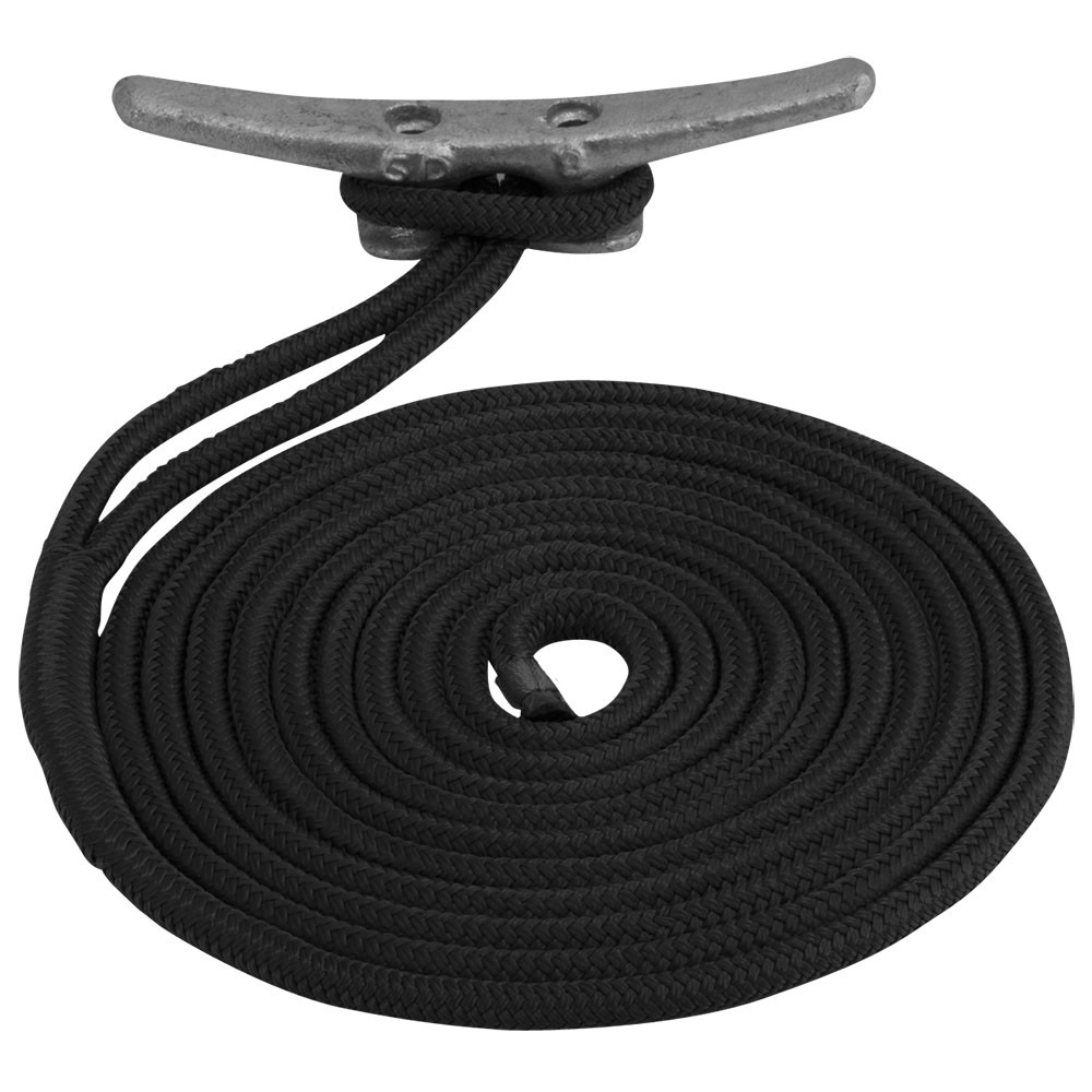Seadog 302112020BK1 Dock Line 1/2" x 20' Double Braided Nylon Black