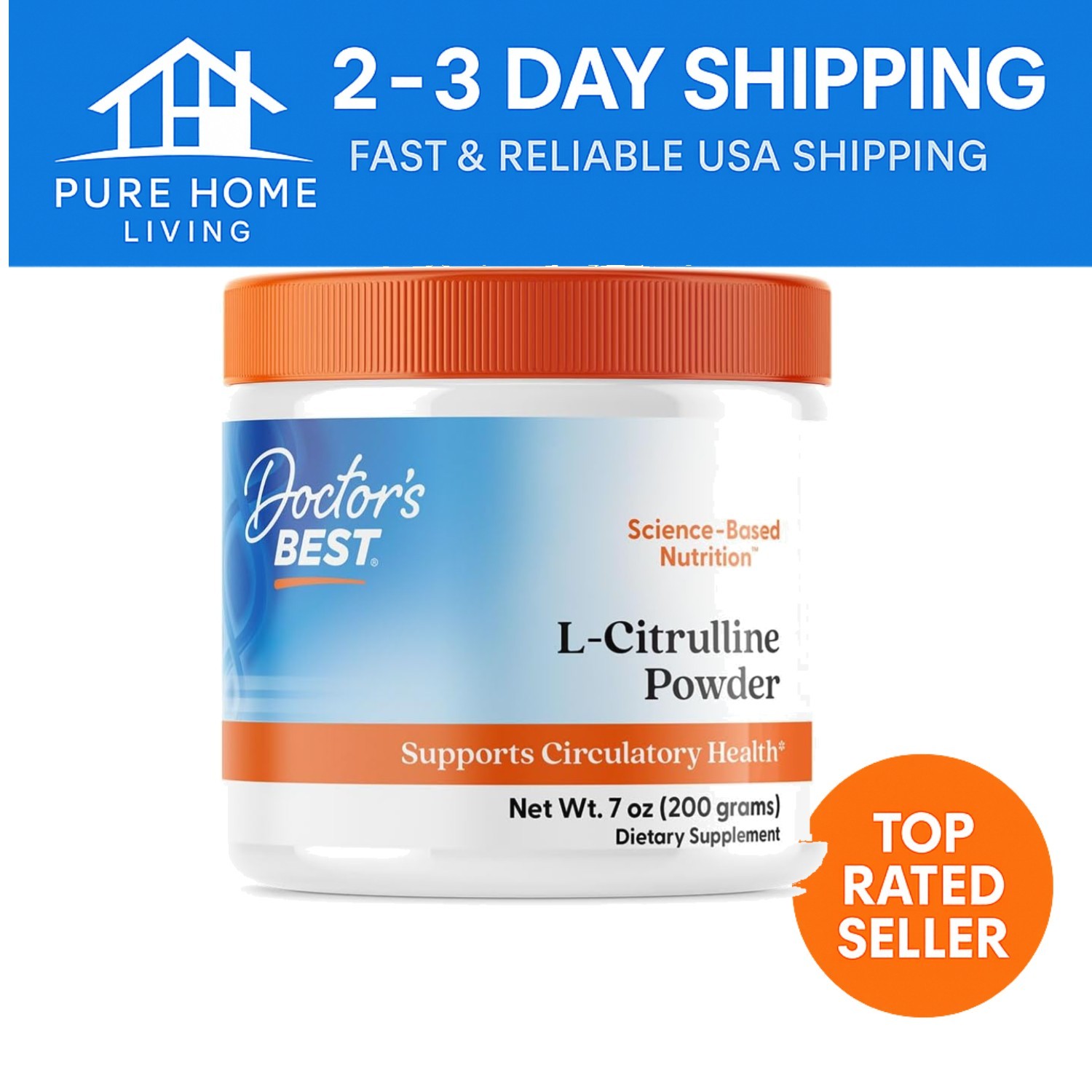 7 oz L-Citrulline Powder by Doctors Best - Gluten-Free Support for Circulation