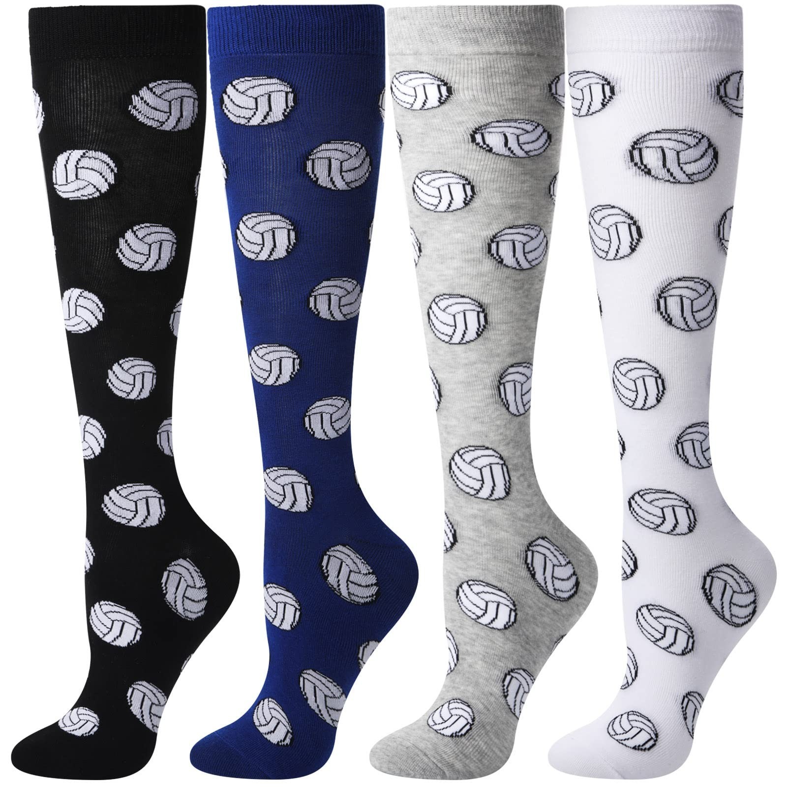 Vicenpal 4 Pairs Volleyball Socks Funny Novelty Sports Socks Gifts Bulk for V...