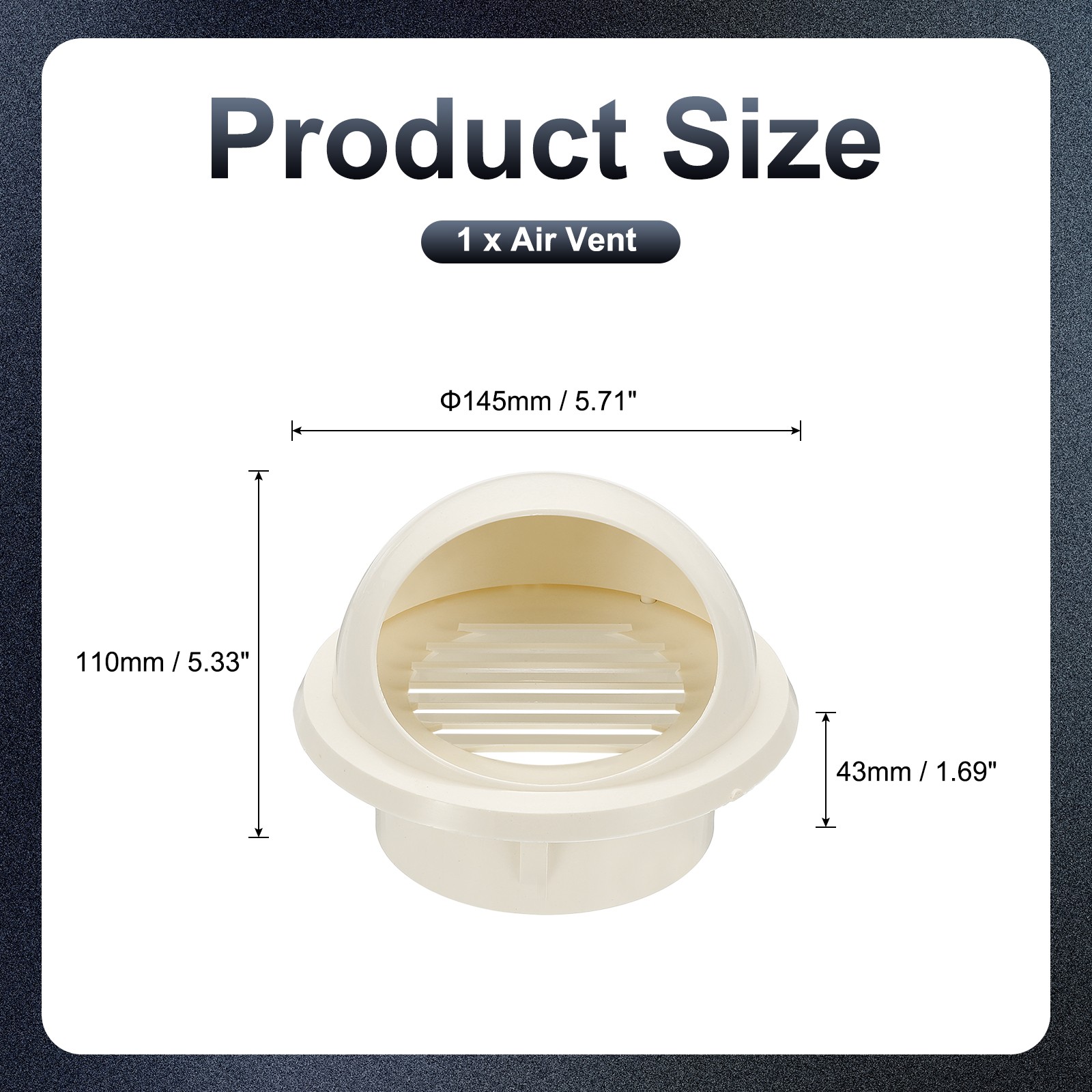 4" Round Soffit Air Vents, Removable Half Spherical Air Vent Cap, White