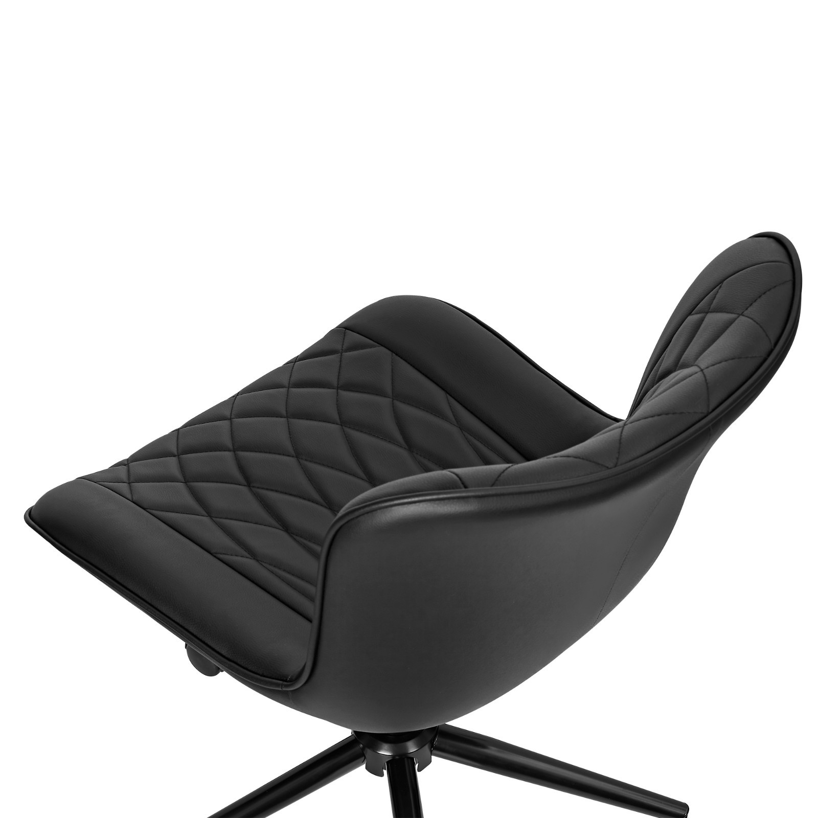 PU Leather Armless Mid Back Adjustable Height Swivel Office Chair Space Saving