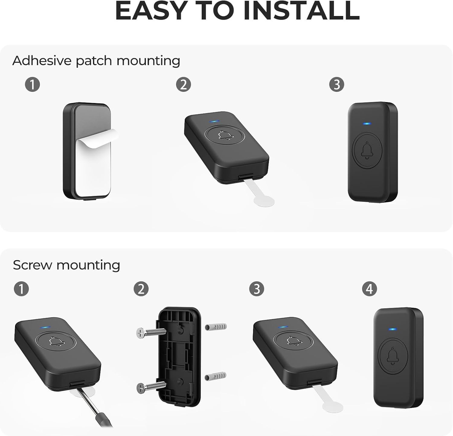 Waterproof Wireless Doorbell with 60 Chimes and Adjustable Volume - Easy Install