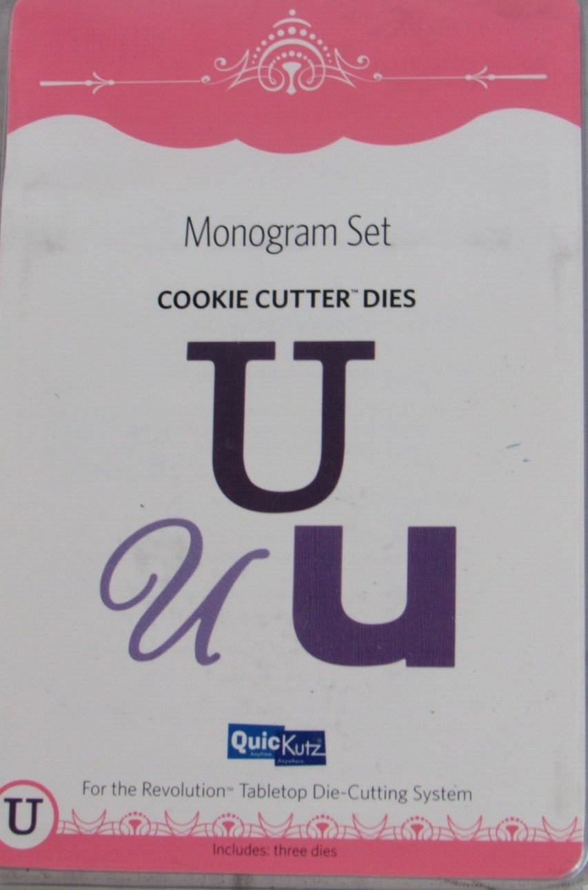 QuicKutz Monogram "U" Set, Cookie Cutter Dies, 3 dies, CC-MONOGRAM-U01