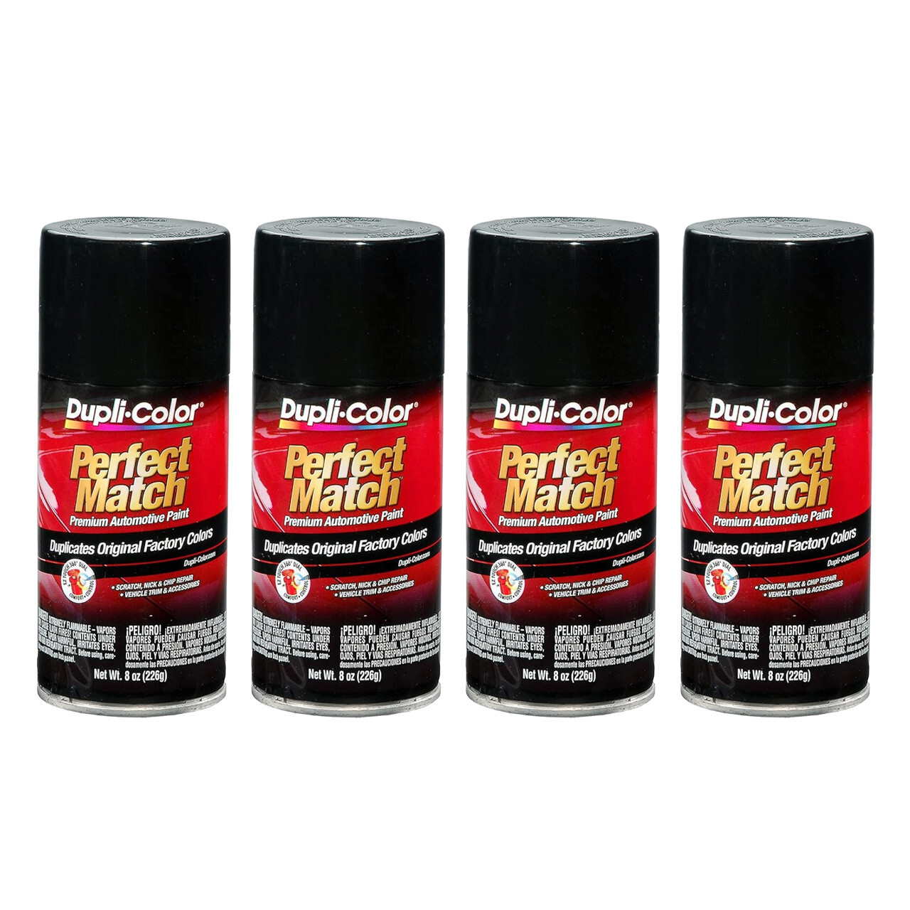 Duplicolor BUN0100 Perfect Match Automotive Paint Universal Black 8 Oz, 4-Pack