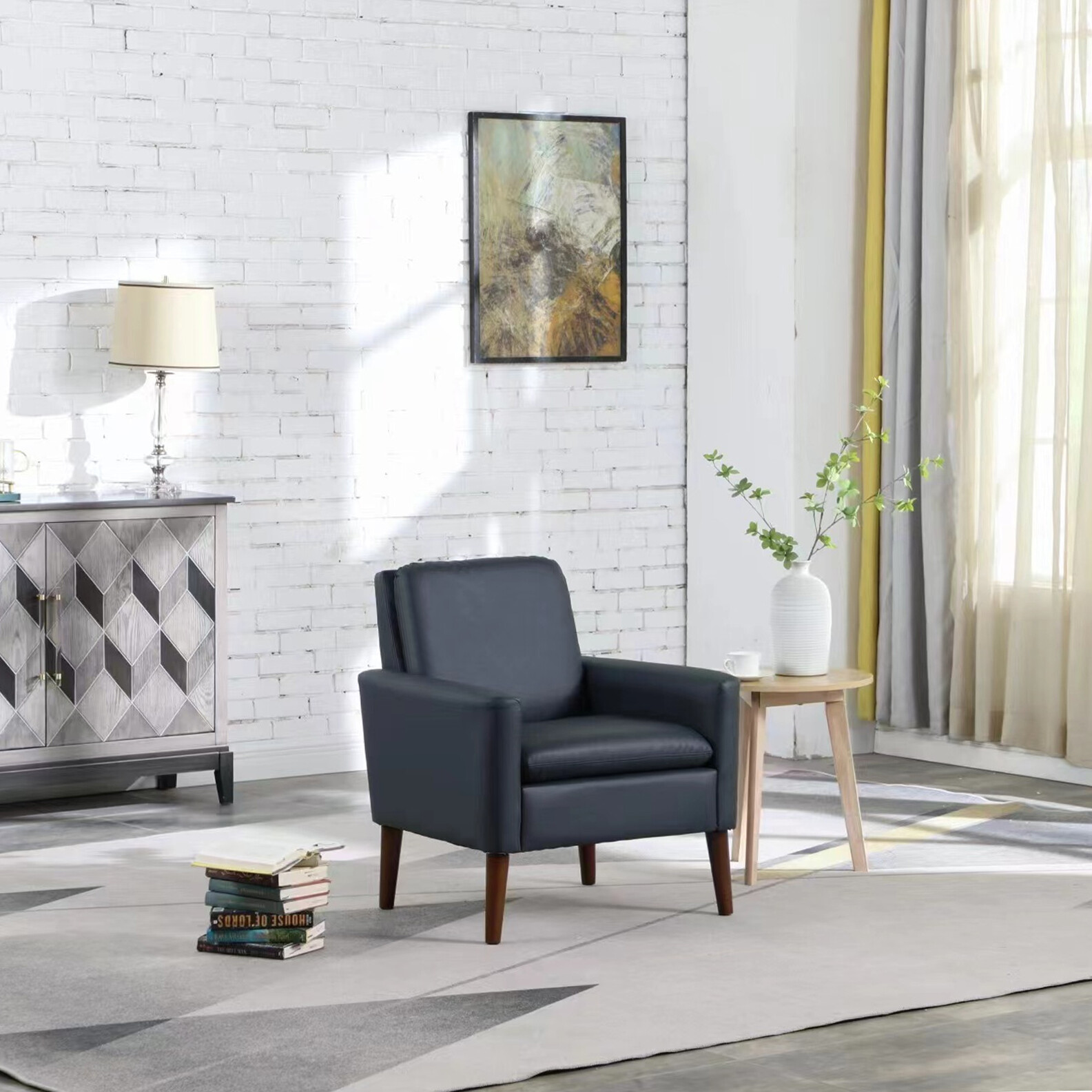 PU Leather Accent Chair Single Sofa Armchair Modern Lounge Upholstered Leisure