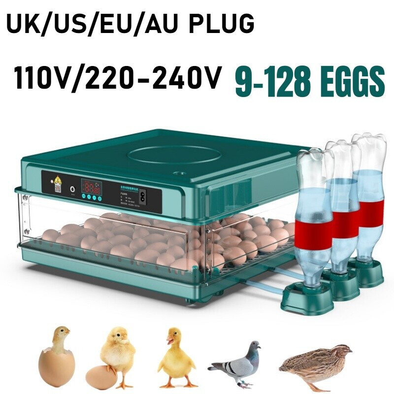 220V/110V Automatic Egg Incubator 9-128 Eggs Digital Poultry Hatcher Machine