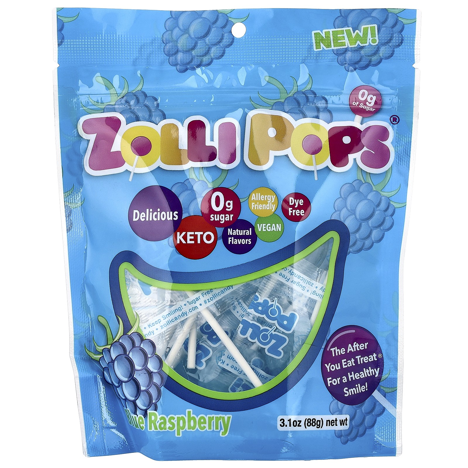 The Clean Teeth Pops, Blue Raspberry, 3.1 oz (88 g)