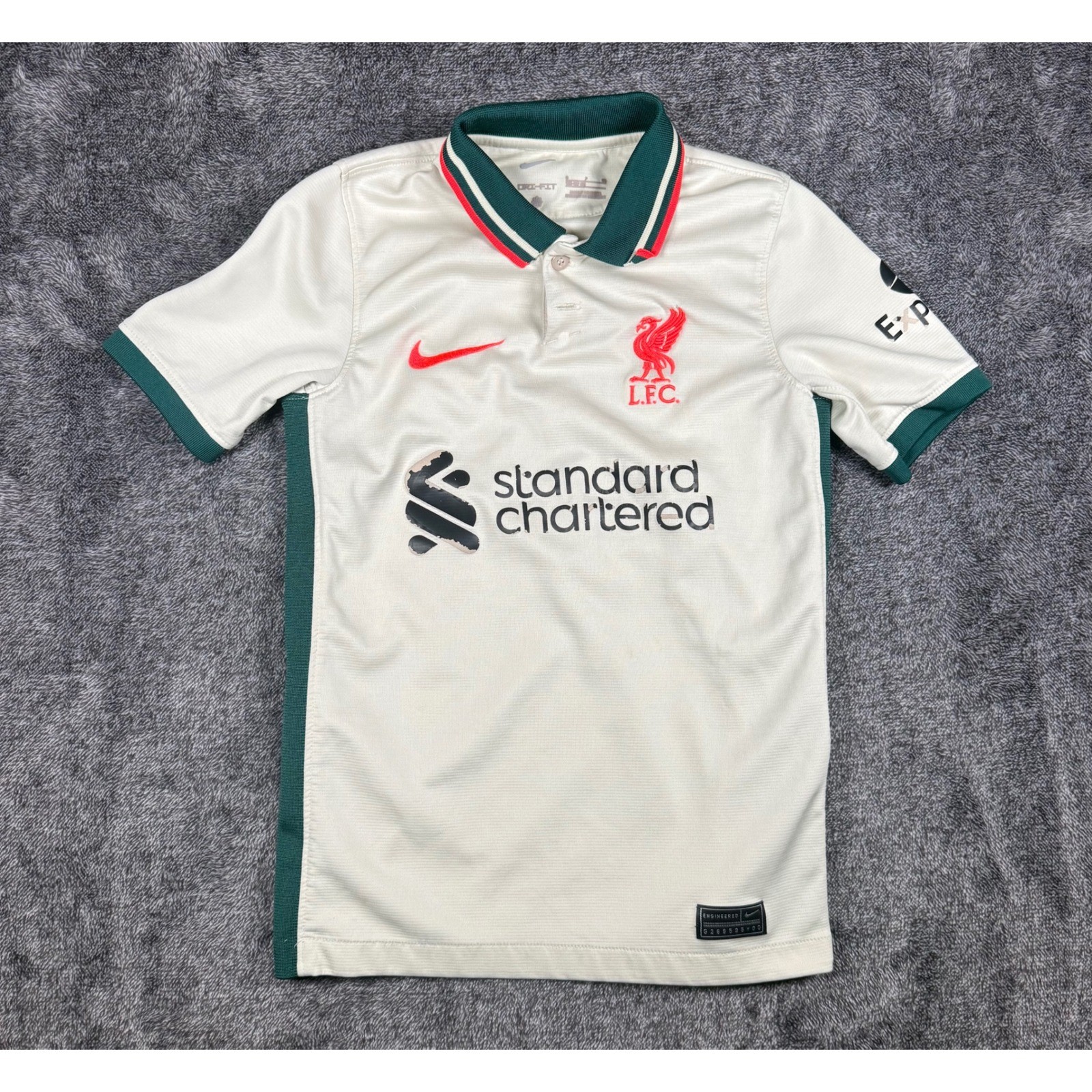 Nike Liverpool FC 2021-22 Away Jersey Youth Small White Soccer
