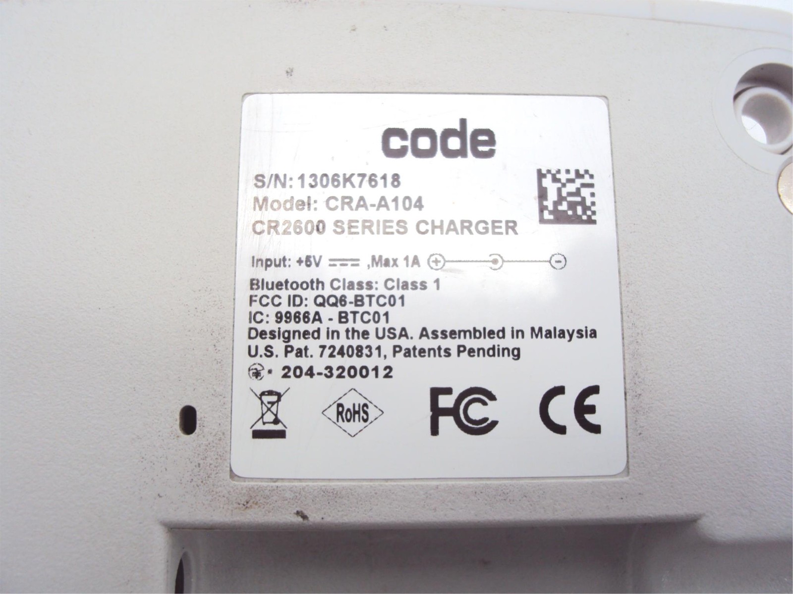 Code CR2612-02 Bluetooth Wireless Barcode Scanner w/ USB Dock