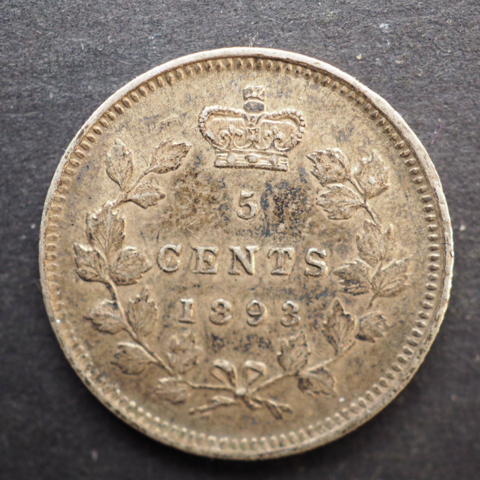 1893 Canada 5 Cents Silver Coin - FREE SHIPPING! M5517