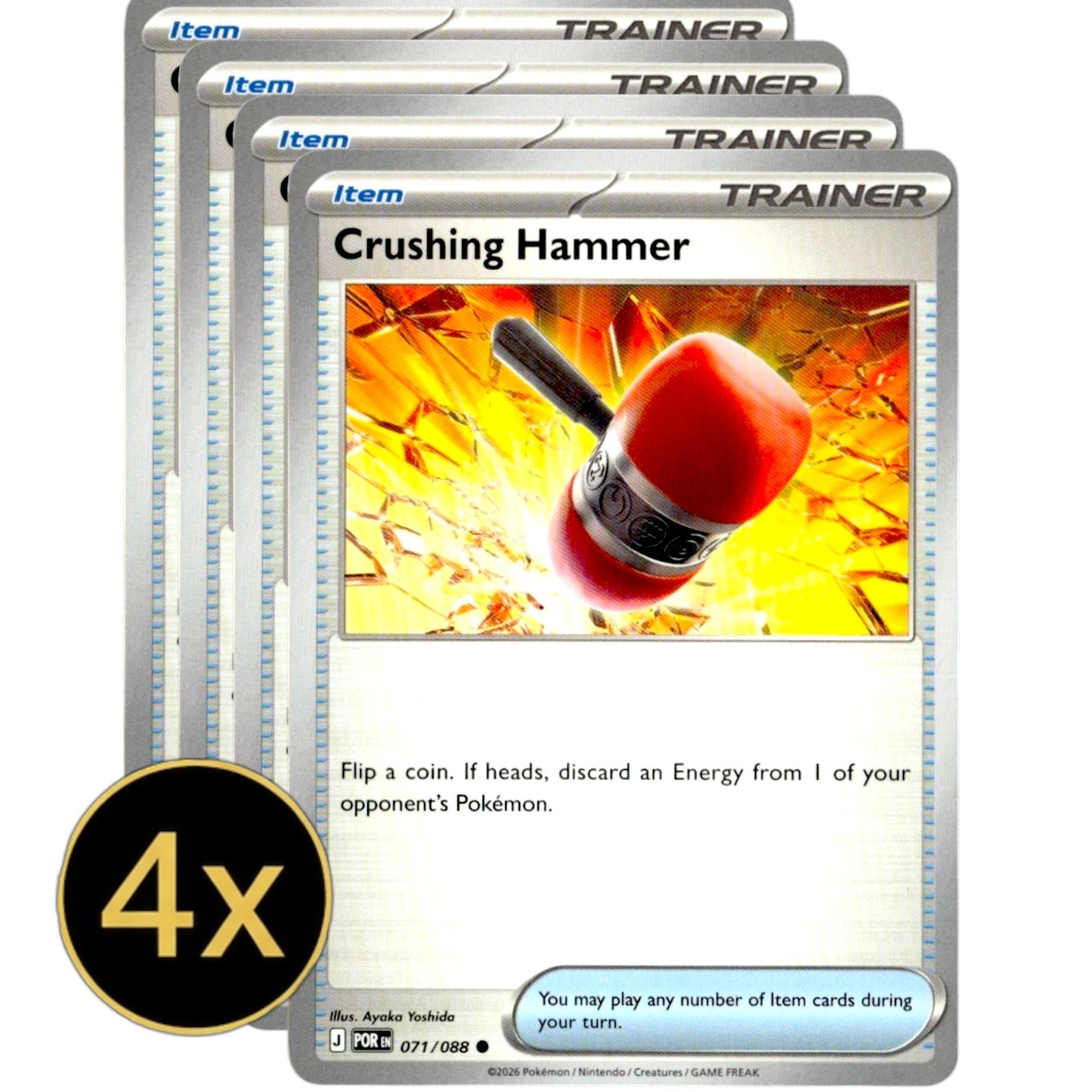 4x Crushing Hammer POR Pokemon Playset NM #071/088