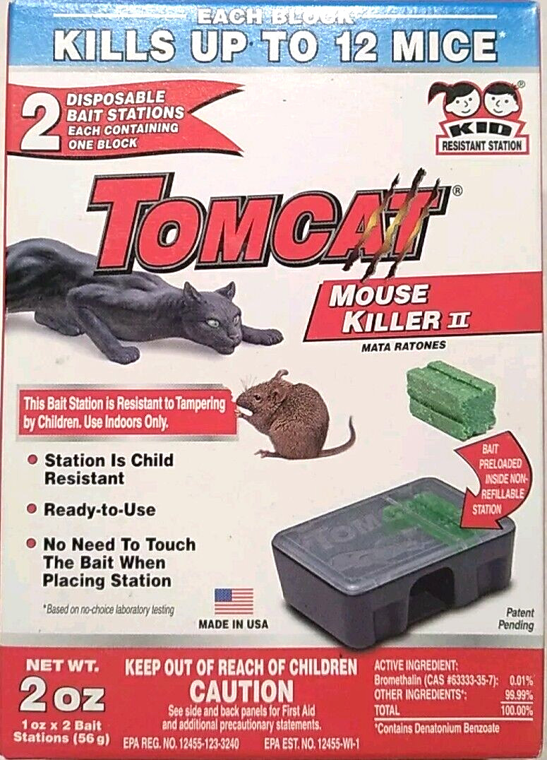 Tomcat Mouse Killer II ~ Child and Dog Tamper Resistant, 2 Disposable Stations