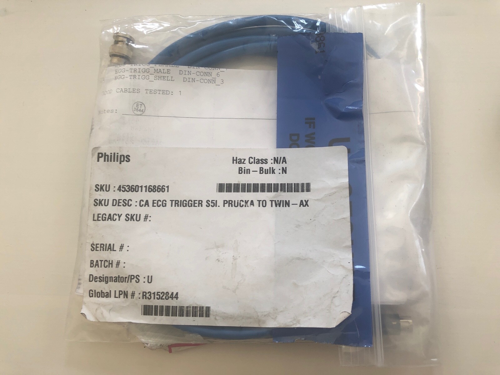 Philips CA ECG Trigger S5I Prucka to Twin AX Cable Adapter 806855001 LB Connect