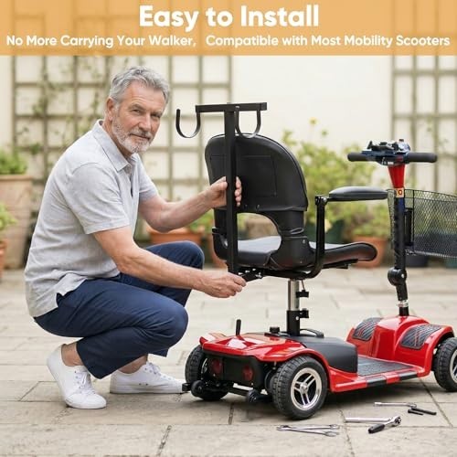 Universal Walker Holder for Mobility Scooters - Heavy Duty, Lightweight, Easy In
