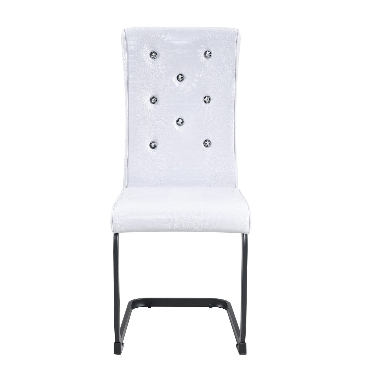 Set of 2/4 Modern Upholstered Faux Leather Dining Chairs w/ Black Metal Bow Legs