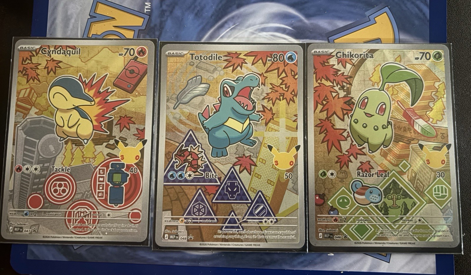 1st Partner: Pokemon: Totodile Chikorita Cyndaquil  Bundle NM +FREE Bellibolt ex