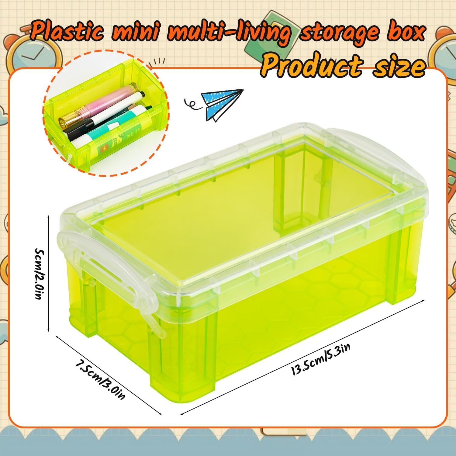 6Pack Colorful small plastic containers, 5.3" X 3.0" X 2.0" Stackable Mini...