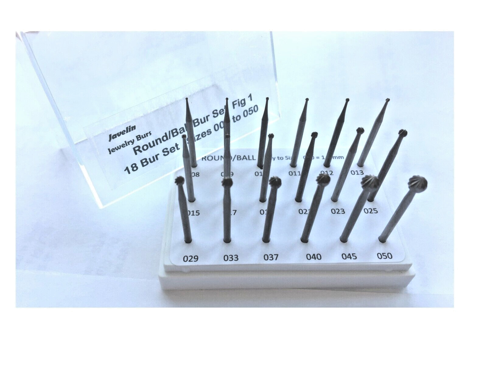JEWELRY ROUND BUR SET 18 PCS .8 TO 5.0 mm  FIG 1  QUALITY BURS FOR JEWELERS