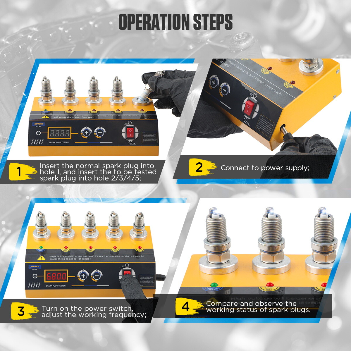 AUTOOL 5-Hole Spark Plug Tester - Auto Diagnostic Scanner for Car Ignition Syste