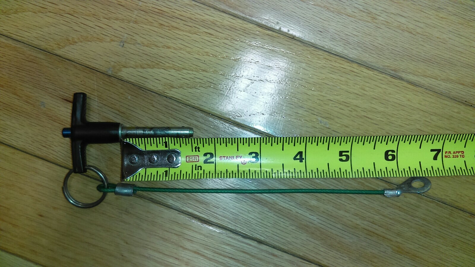T-Handle Selector Pin with Push Button 1/4" Locking Space, 1.250" Dia, & lanyard