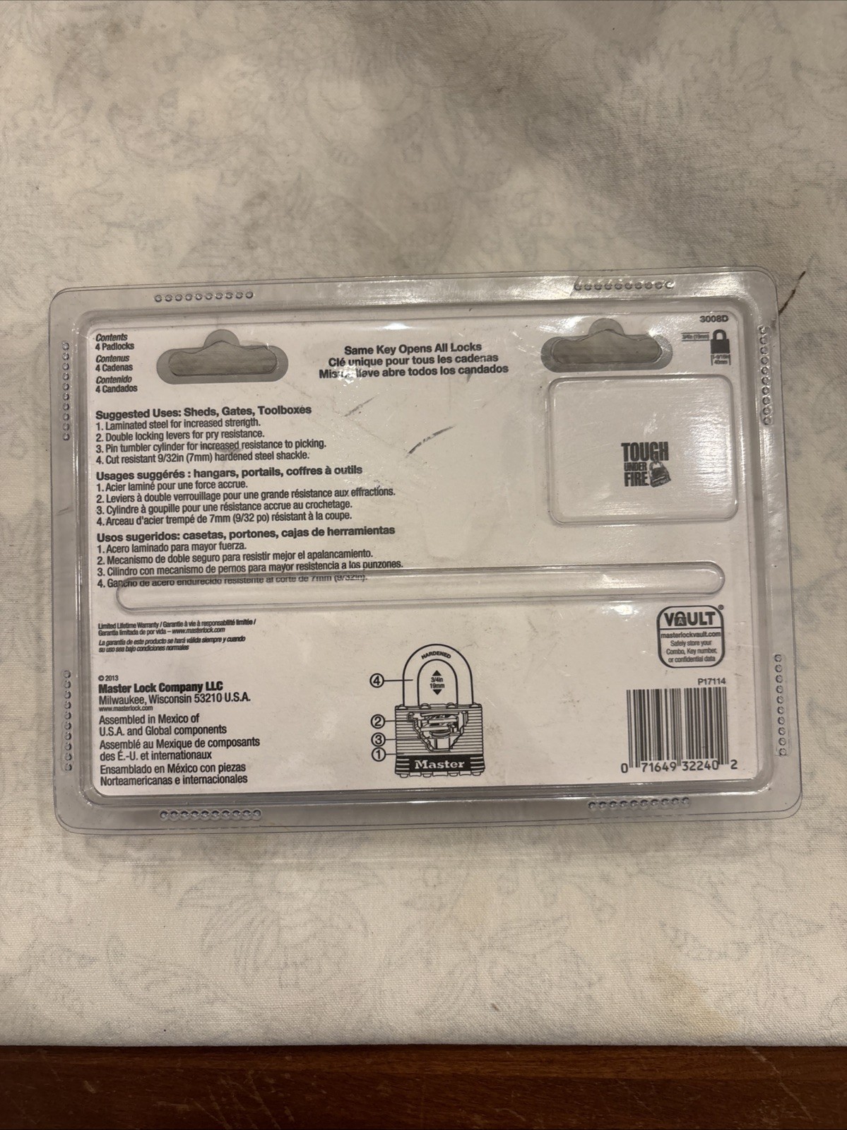 4 Pack Master Lock 3008D Laminated Steel Padlock 1-1/2 NEW